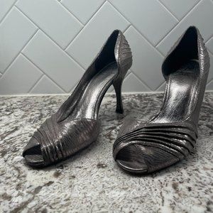Silver Peep-Toe Heels (Adrianna Papell)